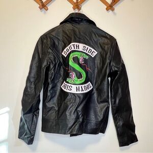 Archie Comics Black Faux Leather Jacket with Snake Patch XS